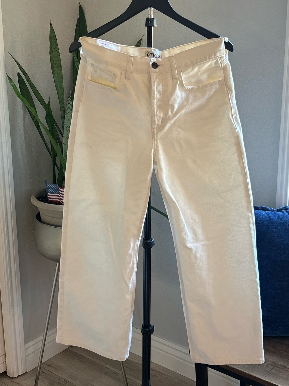Anthropologie Etica Cream Wide Leg Pants